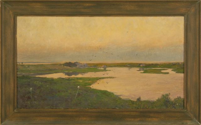 Appraisal: AMERICAN SCHOOLEarly th CenturyMill Pond Yarmouth at sunset Signed illegibly