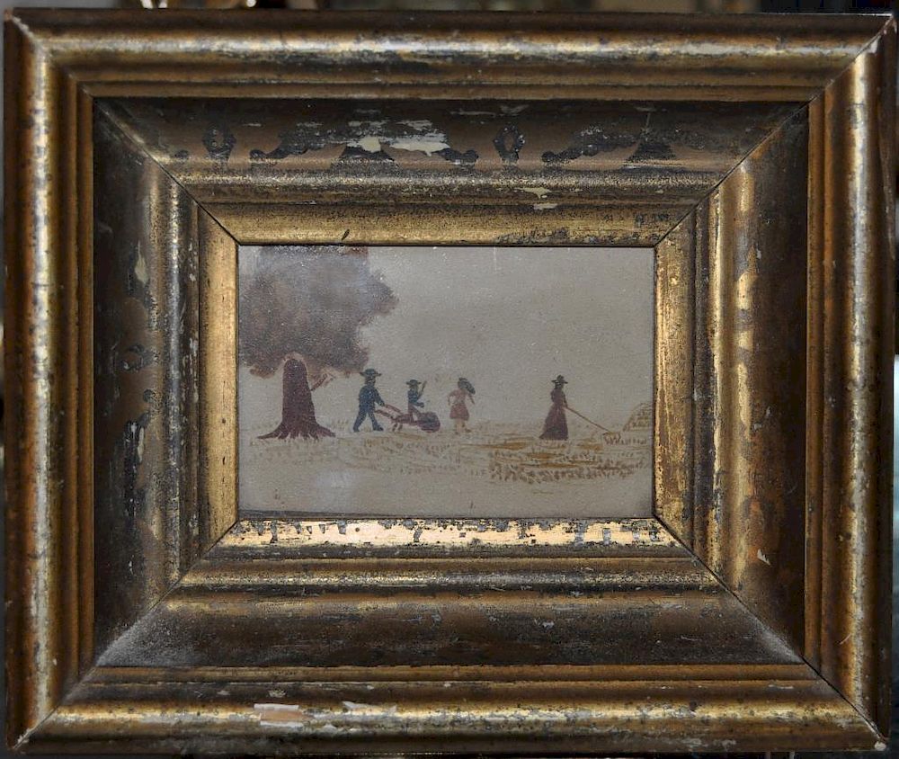 Appraisal: Folk Art Small Framed W P Country Scene depicting a