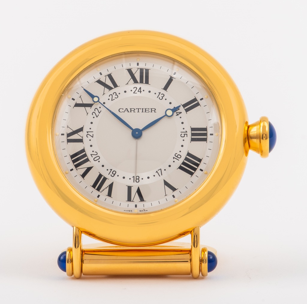 Appraisal: CARTIER TRAVEL CLOCK Cartier gold-tone metal desk or travel clock