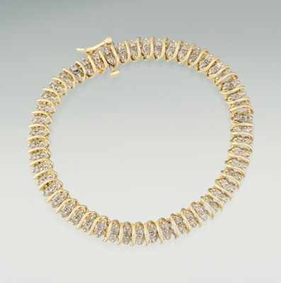 Appraisal: A Ladies' Diamond Tennis Bracelet k yellow gold tennis bracelet