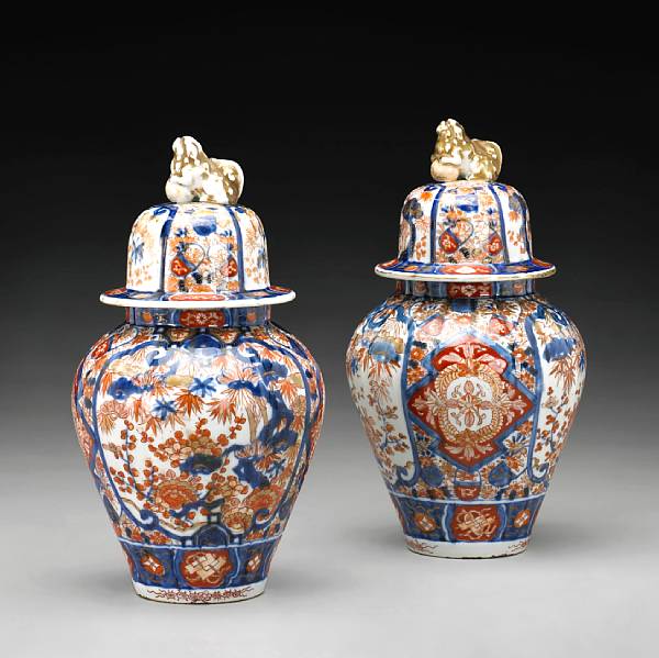 Appraisal: A pair of Imari porcelain covered jars Meiji Taisho Period