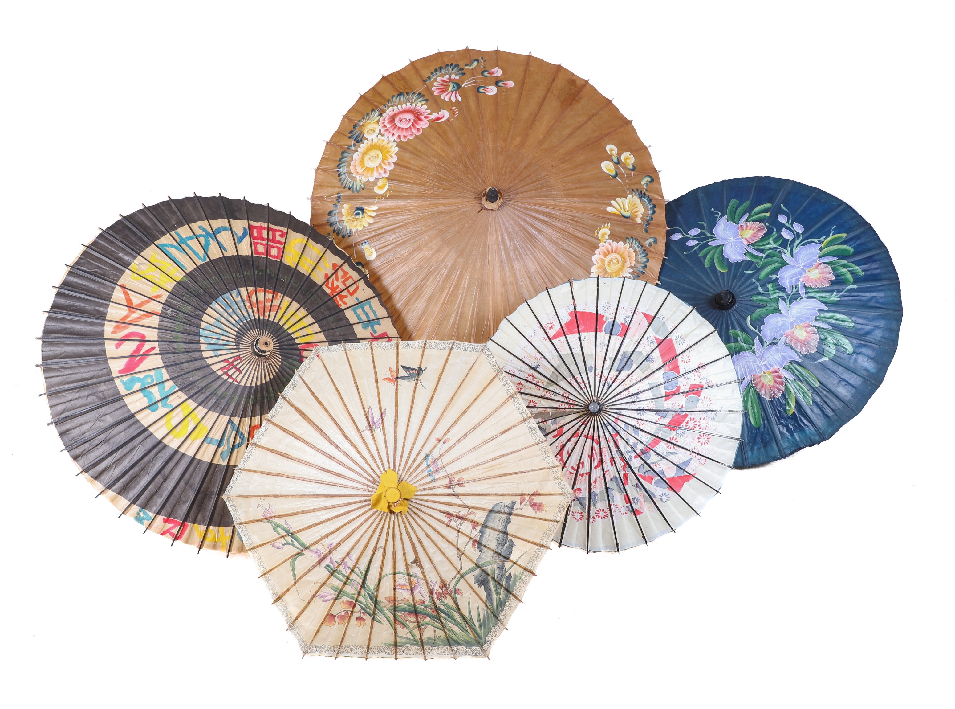 Appraisal: Asian painted parasols