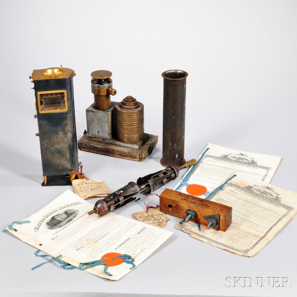 Appraisal: Three Early Patent Models and a Hydraulic Pressure Apparatus th