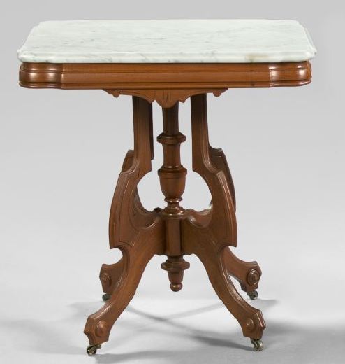 Appraisal: American Renaissance Revival Walnut and Marble-Top Table third quarter th