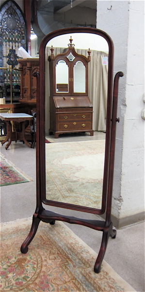 Appraisal: MAHOGANY CHEVAL MIRROR American c featuring a rectangular tilt dressing