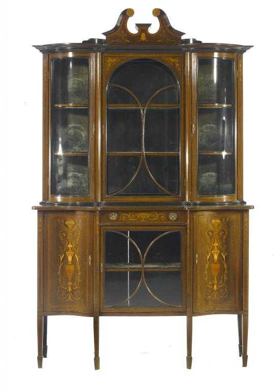 Appraisal: AN EDWARD VII MAHOGANY CROSSBANDED AND INLAID CABINET the swan