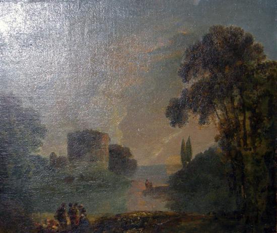 Appraisal: FOLLOWER OF RICHARD WILSON Figures by an inlet oil on