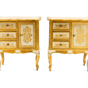 Appraisal: A Pair of Italian Painted and Parcel Gilt Cabinets Mid-