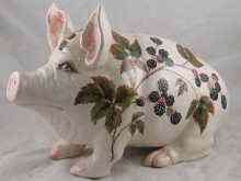 Appraisal: A large pig decorated with brambles painted marks ''Wemyss'' and