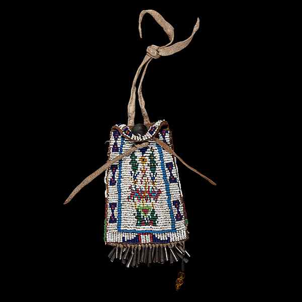 Appraisal: Northern Plains Beaded Hide Strike-a-Light sinew-sewn on harness leather and