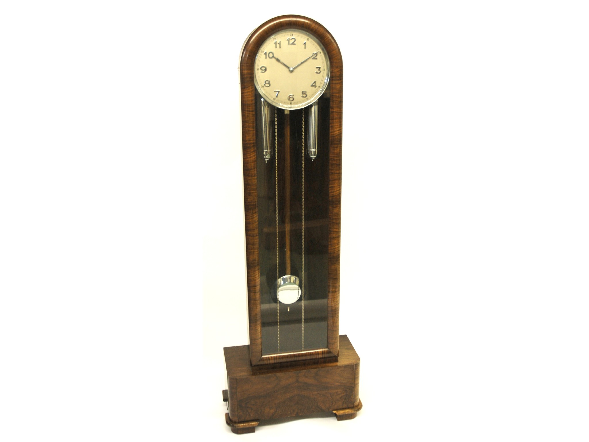 Appraisal: A German Art Deco walnut veneered longcase clockthe silvered dial