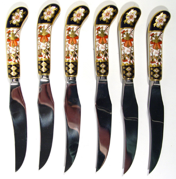 Appraisal: Six Royal Crown Derby knives with Imari patterned china handles