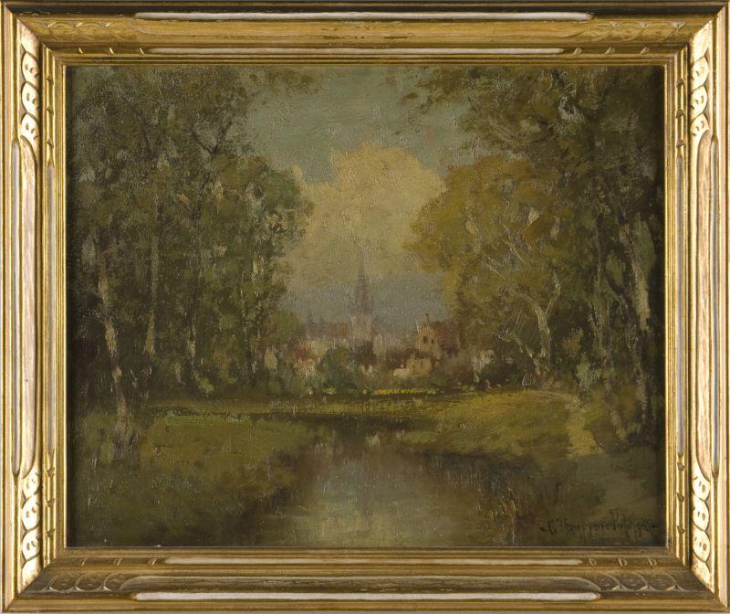 Appraisal: George Pritchard Am - Summer Spire oil on canvas signed