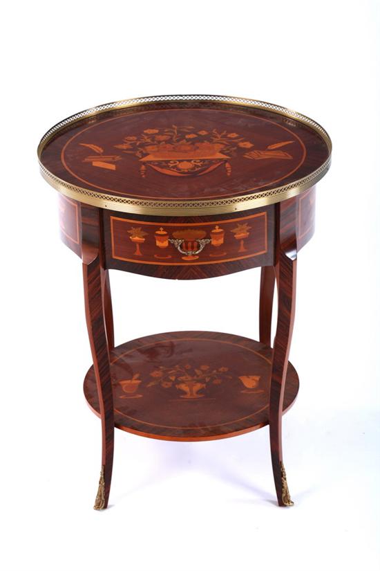 Appraisal: TWO TRANSITIONAL LOUIS XV XVI STYLE INLAID SIDE TABLES late