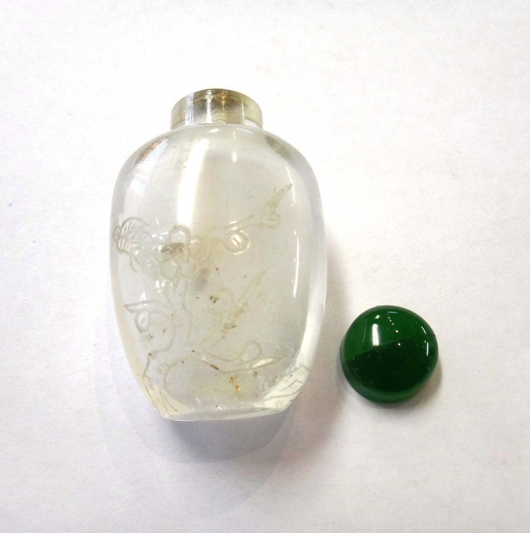 Appraisal: A Chinese rock crystal snuff bottle of slender ovoid form