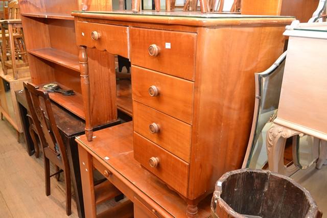 Appraisal: A FIVE DRAWER DESK AND A 'U-BACK' CHAIR