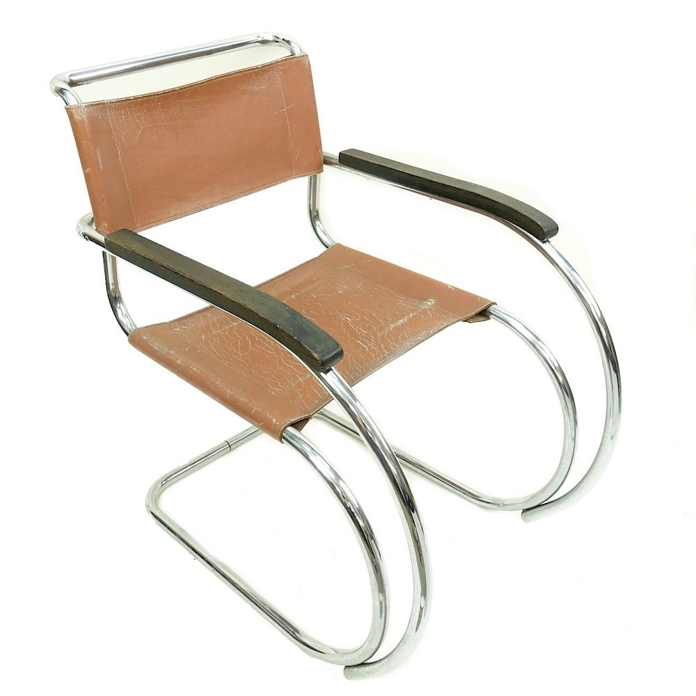 Appraisal: Knoll Leather Chrome Mies van der Rohe Chair Knoll Leather