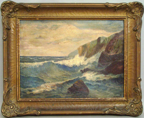 Appraisal: Oil on board coastal scene early th c x