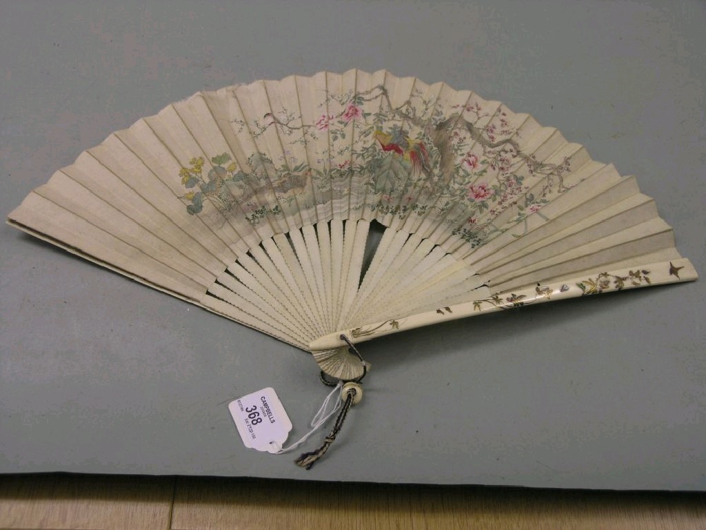 Appraisal: An early th century Japanese ivory and shibayama fan the