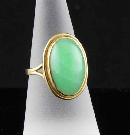 Appraisal: A 's ct gold and jadeite ring with oval cabochon