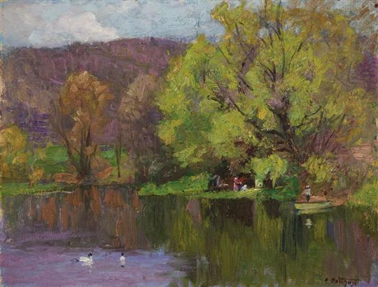 Appraisal: EDWARD POTTHAST American - The Duckpond oil on canvas signed