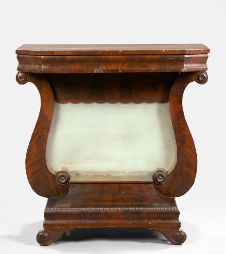 Appraisal: Diminutive Late Classical Mahogany Pier Table second quarter th century