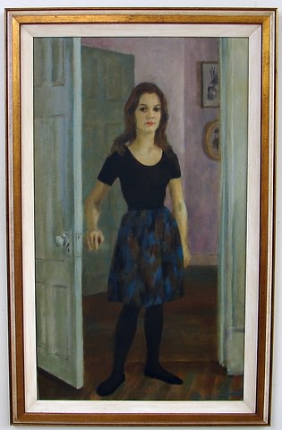 Appraisal: Full portrait of a woman at a doorway oil on