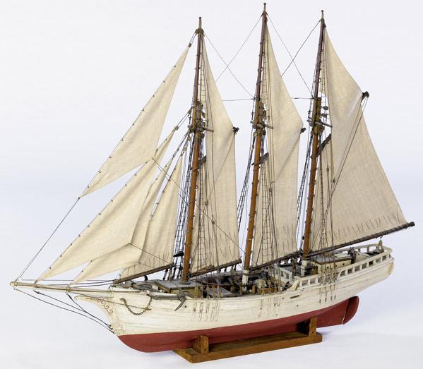 Appraisal: LARGE THREE-MASTED SCHOONER MODEL In full sail with excellent detail