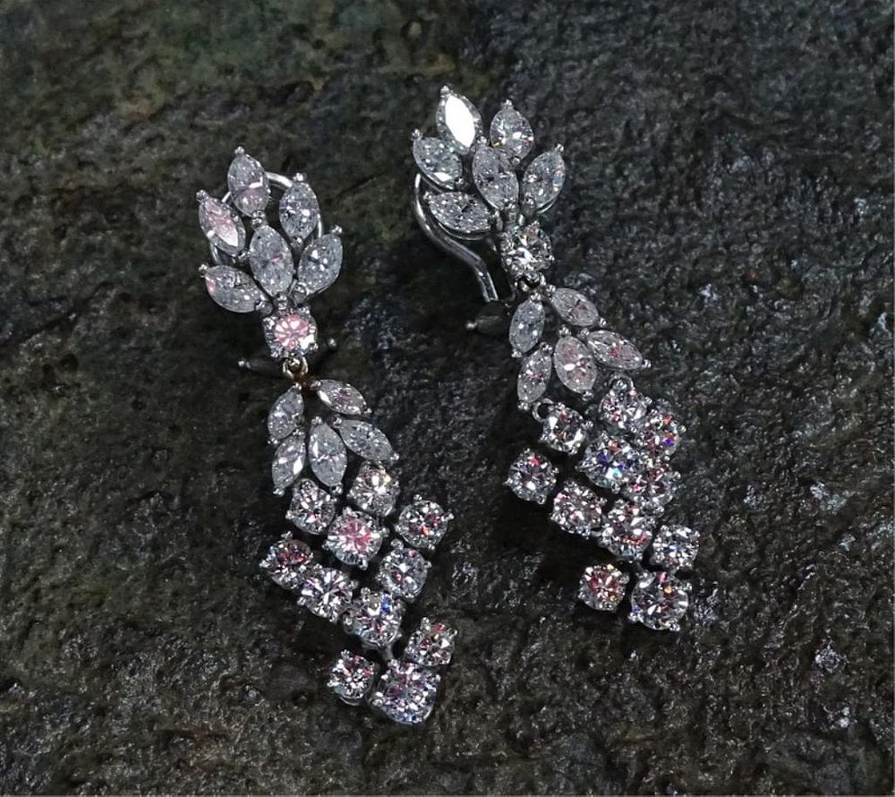 Appraisal: Platinum ct Diamond Drop Earrings Platinum ct Diamond Drop Earrings