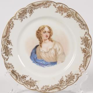 Appraisal: SIGNED SEVRES PORTRAIT PLATE OF MELLE DE LAVALLIERE WITH SCALLOP