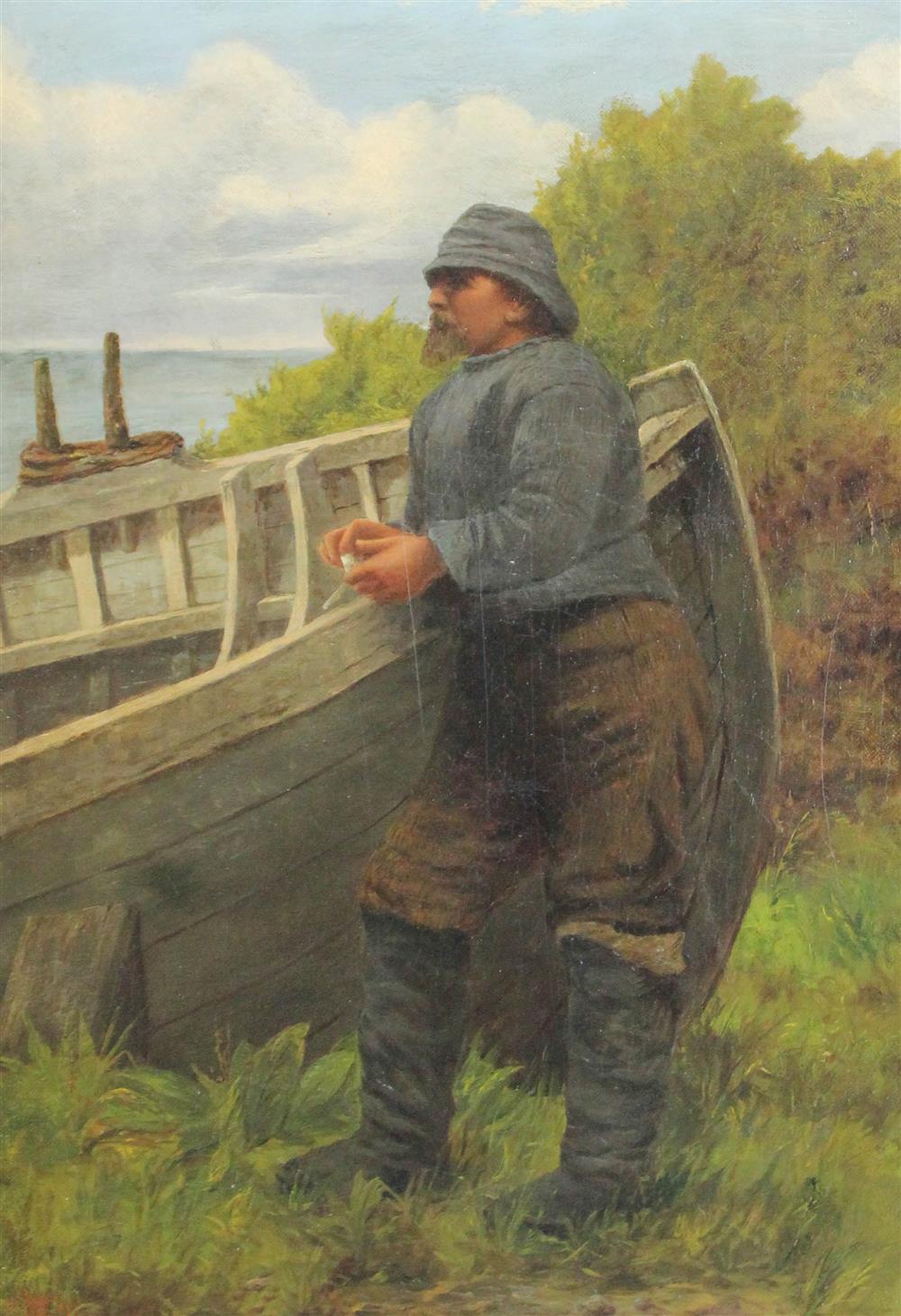 Appraisal: EDWARD WILLIAM COOKE BRITISH - FISHERMAN Oil on canvas x