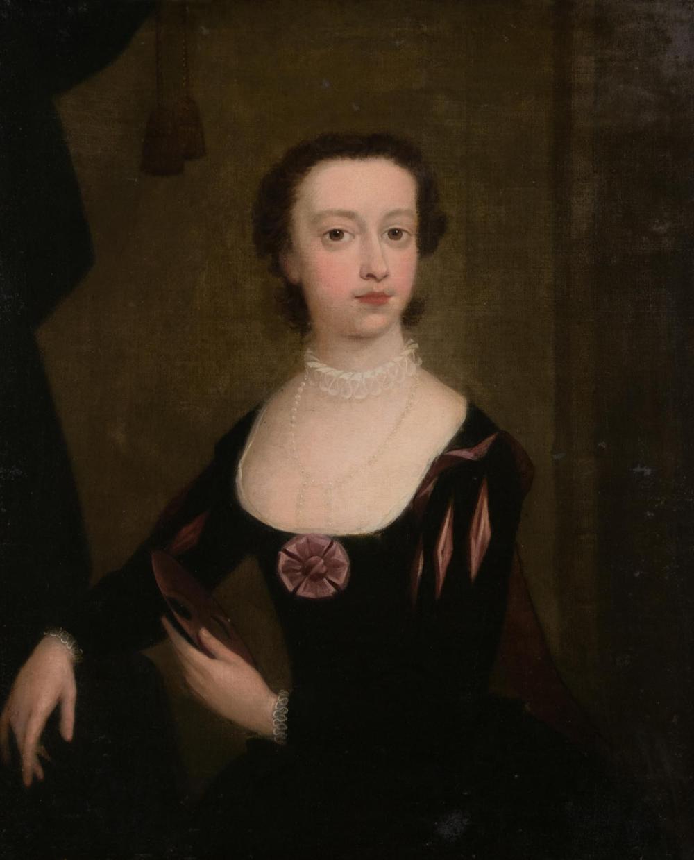 Appraisal: PORTRAIT OF A LADY OIL ON CANVAS th century half-length