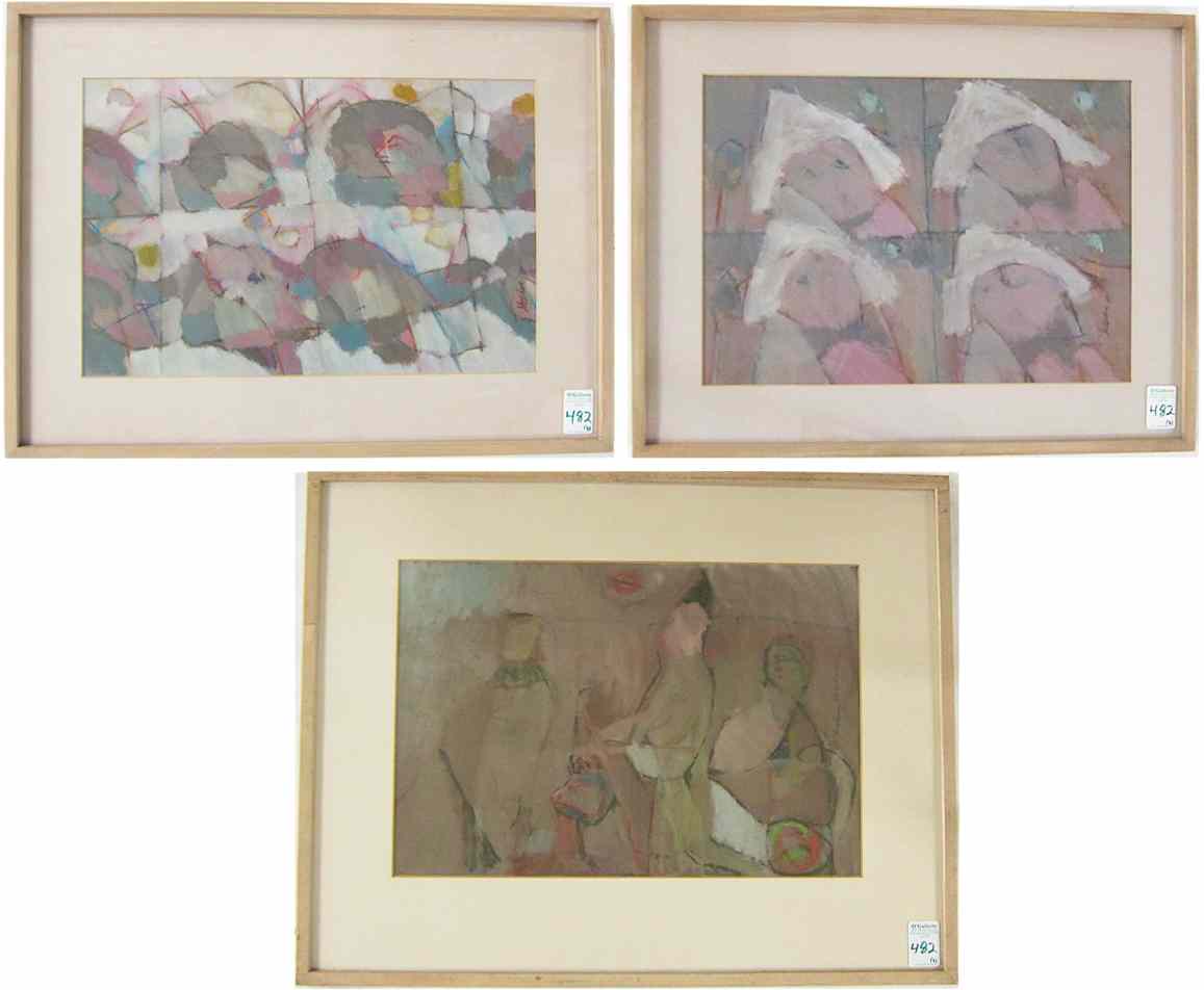 Appraisal: EVELYN SHEEHAN THREE MIXED MEDIAS ON PAPER Oregon th century