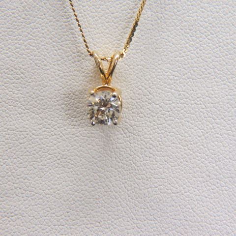 Appraisal: Diamond Solitaire Pendant carat round brilliant SI- G-color with k