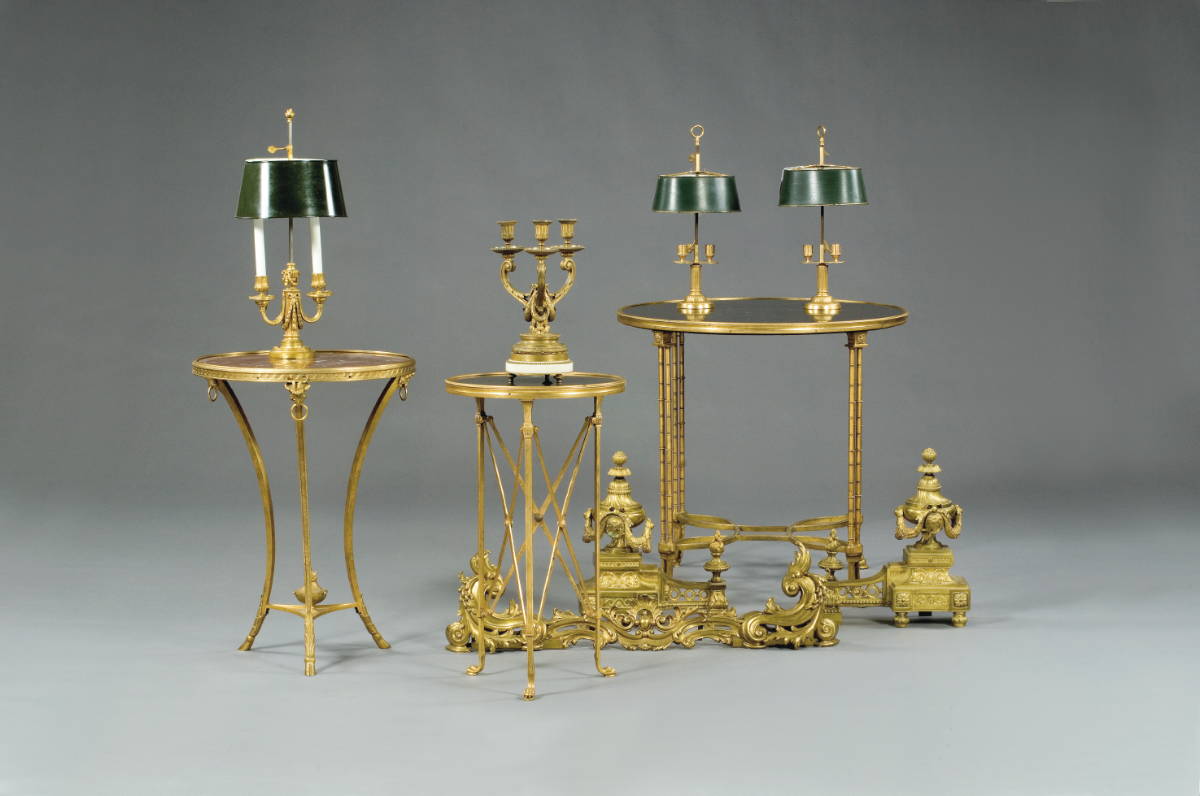 Appraisal: FRENCH GILT BRONZE GUERIDON WITH BLACK MARBLE TOP AND PAW