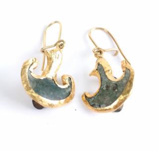 Appraisal: Pair The shaped bronze fragments wrapped in - k gold