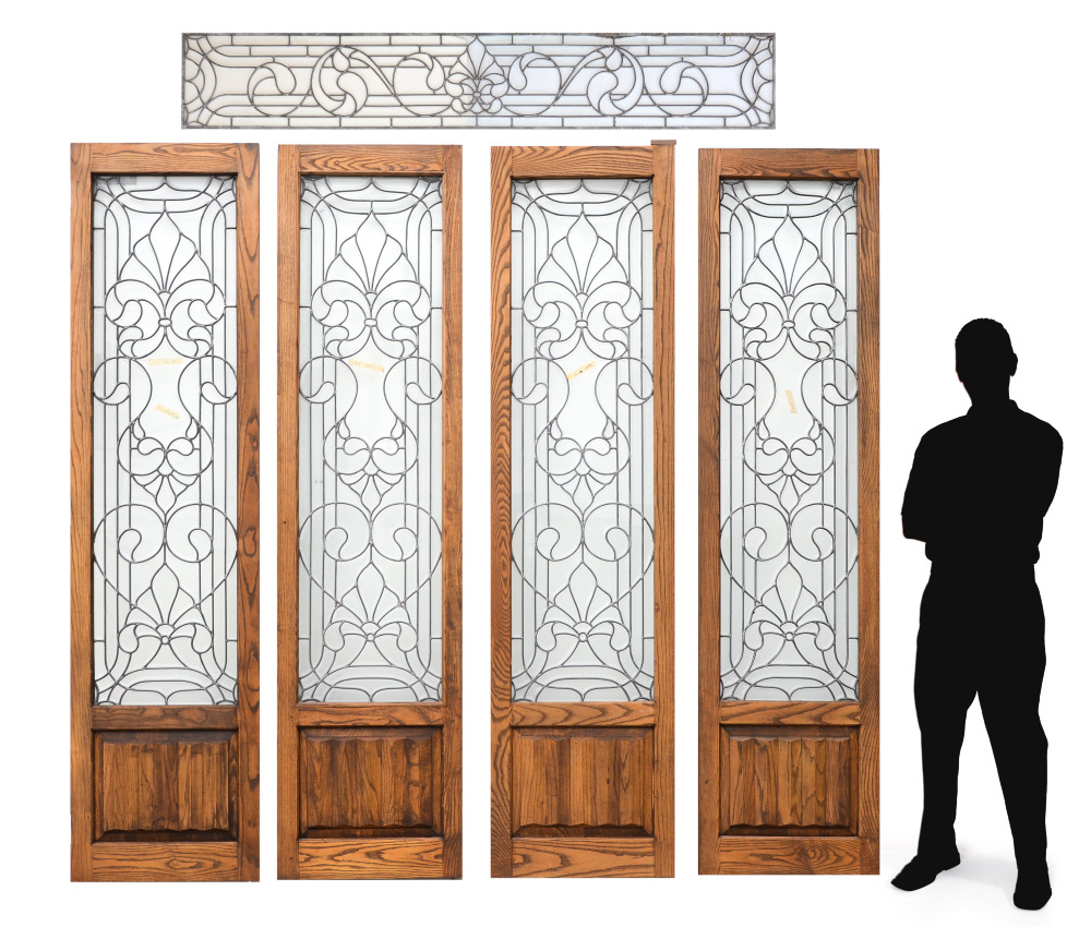 Appraisal: PIECE LEADED GLASS DOOR SIDELIGHTS Each panel with a ''