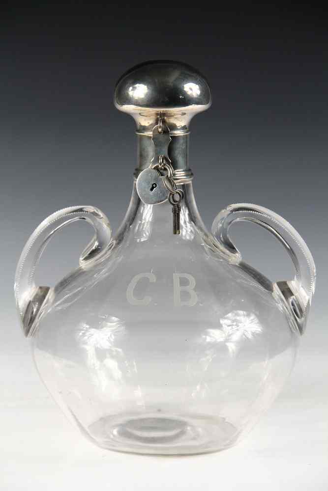 Appraisal: STERLING MOUNTED DECANTER - Art Deco Period Sterling Silver Mounted