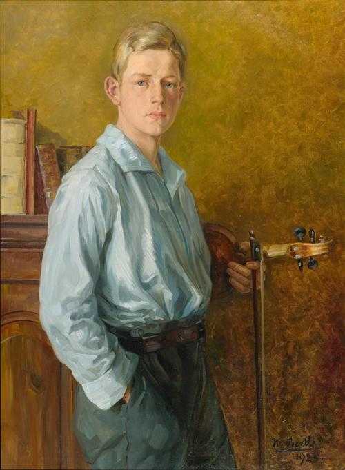 Appraisal: BERTLE HANS Schruns Portrait of a young man with fiddle