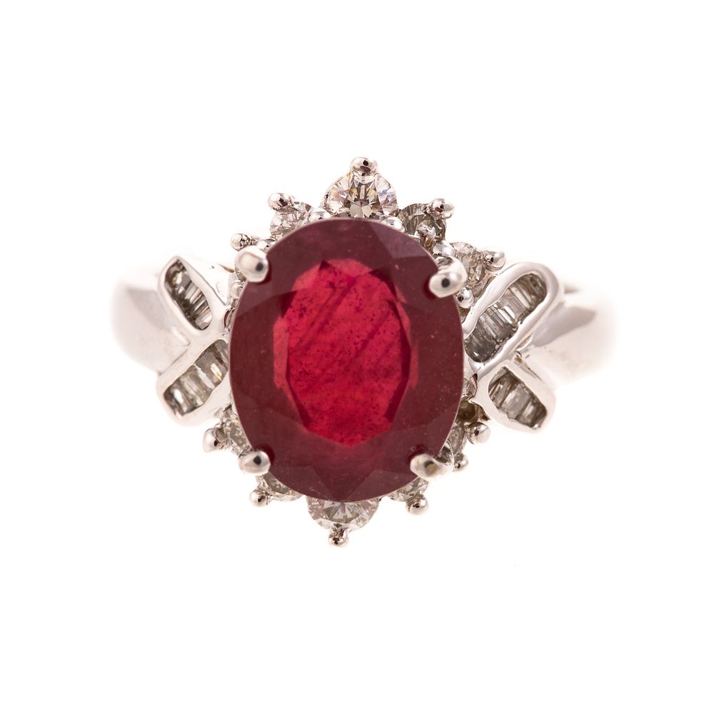 Appraisal: A ct Ruby Diamond Ring in K K white gold