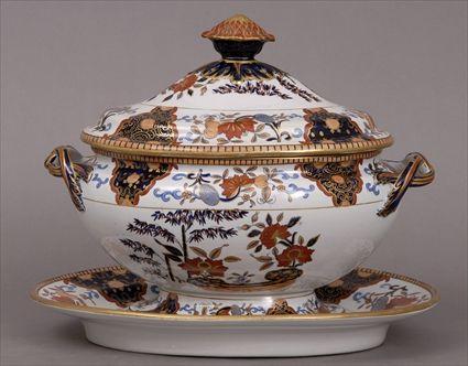 Appraisal: DAVENPORT LONGPORT TRANSFER-PRINTED STONE CHINA TUREEN COVER AND STAND With