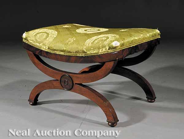 Appraisal: An American Classical Carved Mahogany Curule Stool early th c