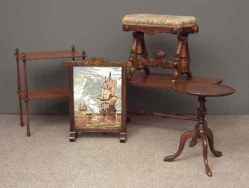 Appraisal: A late Victorian stained wood adjustable piano stool on shaped