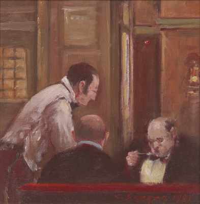 Appraisal: Clyde J Singer American - Business Men's Lunch Oil on