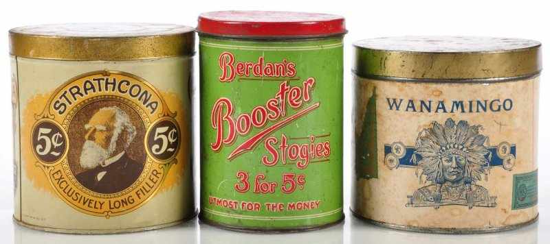 Appraisal: Lot of Round Cigar Tins Description Lot includes Berdan s