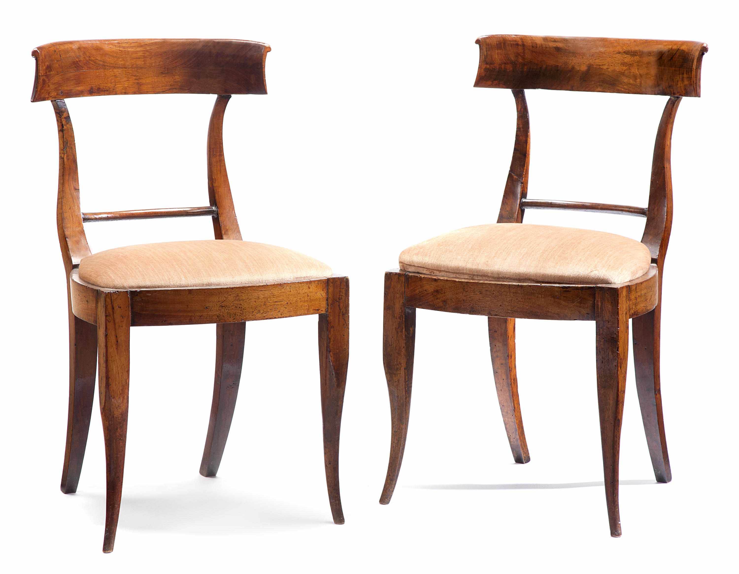 Appraisal: A pair of Biedermeier walnut side chairs early th century