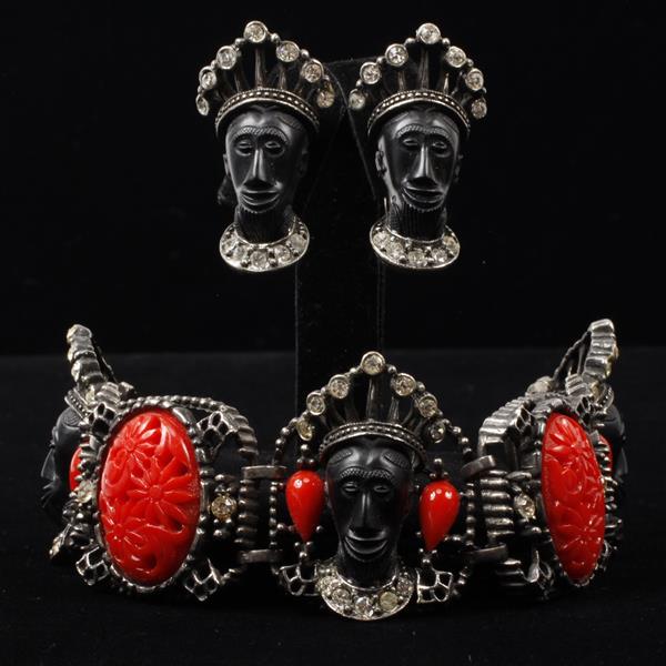 Appraisal: Selro Selini Blackamoor Bracelet and Earrings Set