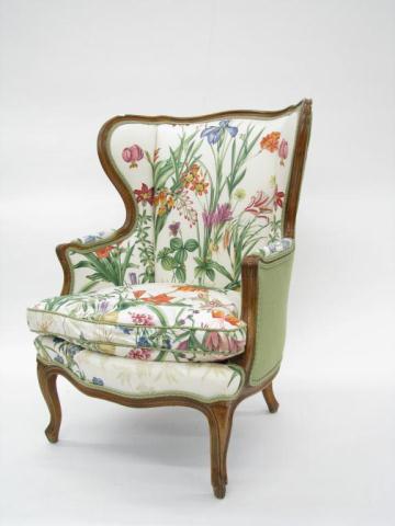 Appraisal: Custom Upholstered Decorator Wing Chair French style with floral print