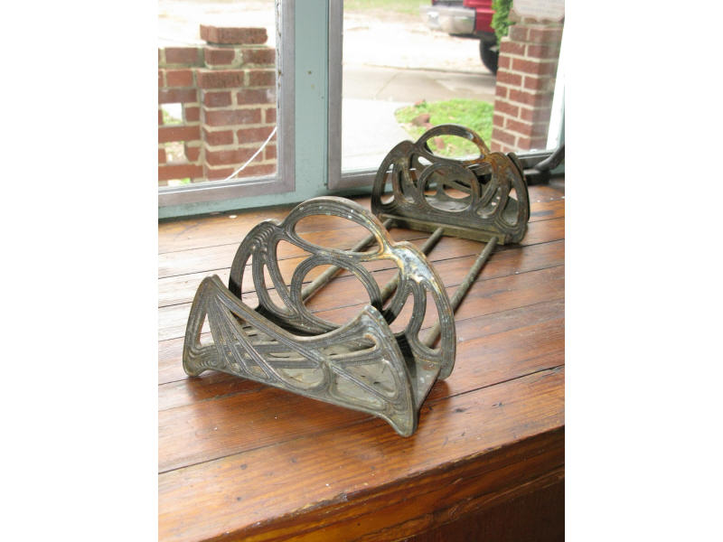 Appraisal: Art Nouveau Brass Book Stand ca with two hinged letter