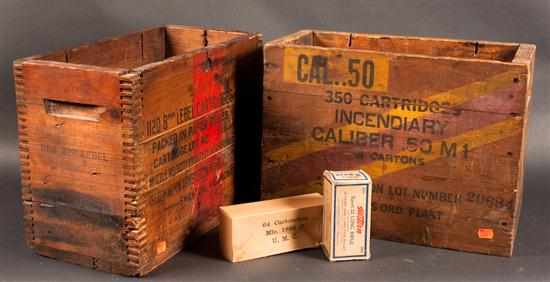 Appraisal: Group of ammunition including mm Lebel cartridge wood box with